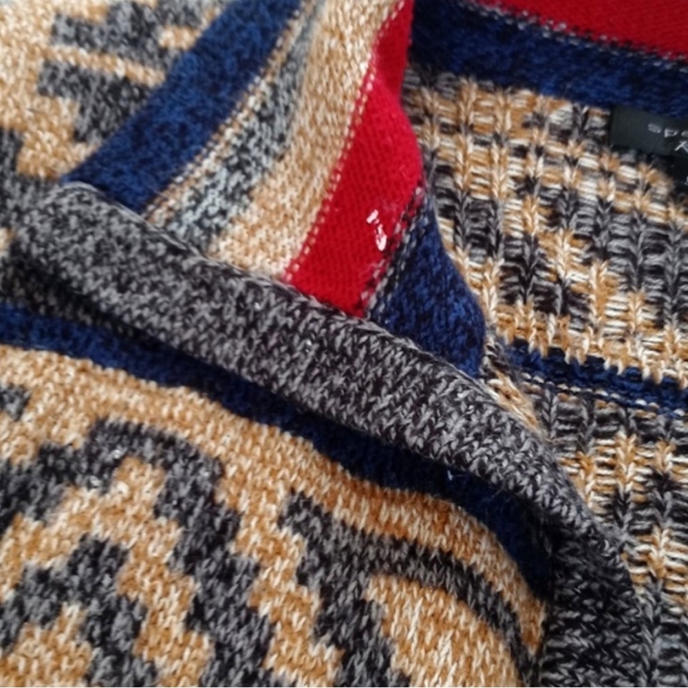 Spense Southwest Artist Style Red Blue Long Sleeve Open Cardigan / Duster M - Picture 8 of 11